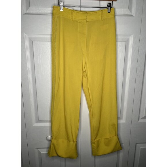 Rochas Orson Yellow Japanese Wool Cuffed Pants Women's Size IT 40 - Picture 11 of 11